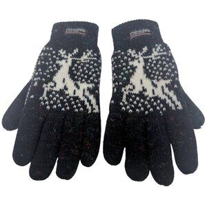 Vintage Thinsulate Mens Gloves Wool Blend Knit Fleece Gray Nordic Deer Fair Isle